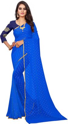 JiproStore Printed Bollywood Chiffon Saree(Light Blue)