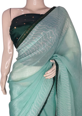 laxmipatni Floral Print Bollywood Silk Blend Saree(Light Green)