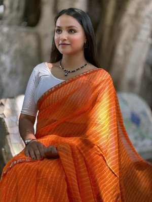 sarikafab Self Design Bollywood Georgette Saree(Orange)