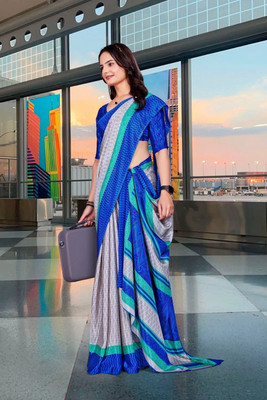 Feminista Printed, Solid/Plain Daily Wear Crepe Saree(Grey)