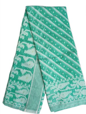 RAJU TEXTILE Self Design Jamdani Cotton Silk Saree(Light Green)