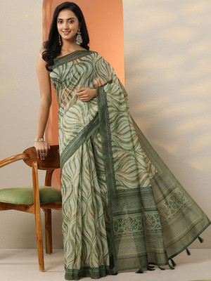 LIBAS Printed Daily Wear Silk Blend Saree(Multicolor)