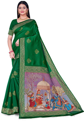 sarees Woven Banarasi Jacquard Saree(Green)
