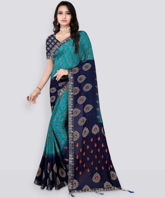 Leelavati Embroidered Daily Wear Georgette Saree(Dark Blue)