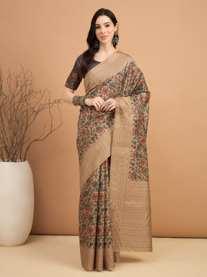 Sareemall Printed Daily Wear Silk Blend Saree(Beige)