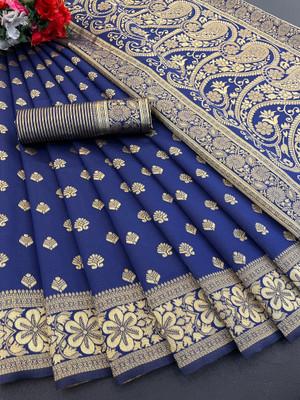 Nirvaan Woven Banarasi Art Silk, Jacquard Saree(Blue)