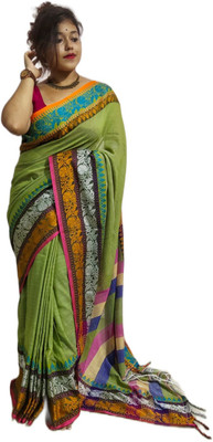 ASR Printed Handloom Pure Cotton Saree(Green)