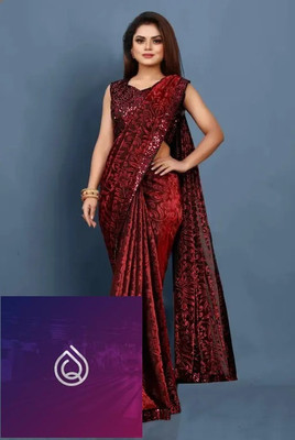 Online Bazaaar Self Design Bollywood Lycra Blend Saree(Maroon)