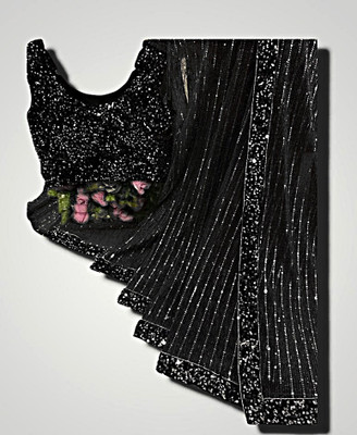 designworld Embroidered Bollywood Net Saree(Black)
