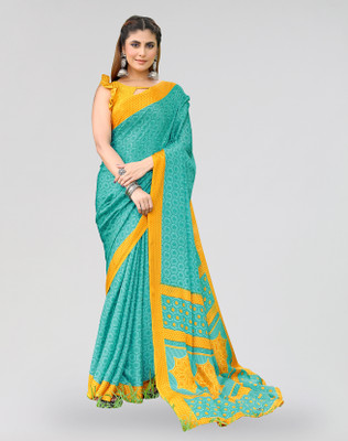 ANIRAV Printed Bollywood Tussar Silk Saree(Blue, Yellow)