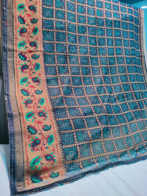 Madhur milan Printed Bollywood Brasso Saree(Blue)