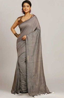 Maku Solid/Plain Tant Pure Cotton Saree(Pink)