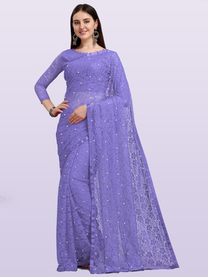 LOROFY Self Design Bollywood Net Saree(Multicolor)