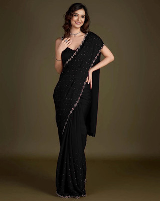 Anjani Textile Embellished Bollywood Tussar Silk Saree(Black)
