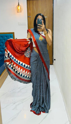 SFCS Striped Kalamkari Jacquard Saree(Blue)