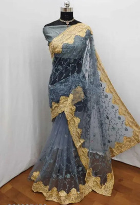 NIYANTAKSH Embroidered Bollywood Net Saree(Grey)