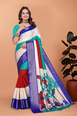 UDANI ENTERPRISE Color Block Kanjivaram Art Silk Saree(Light Blue)