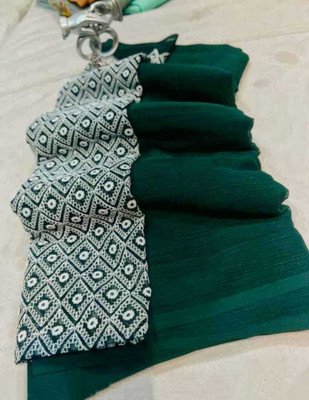 Superior Sarees Solid/Plain Bollywood Georgette Saree(Green)