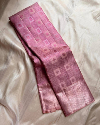 MAHADEV DESIGN Woven Kanjivaram Pure Silk Saree(Pink)