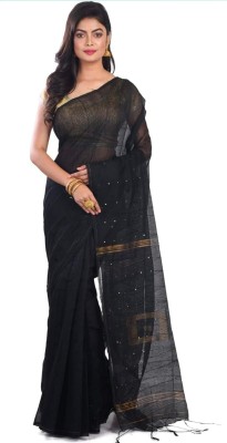 Kumaresh Creation Woven Handloom Cotton Silk Saree(Black)