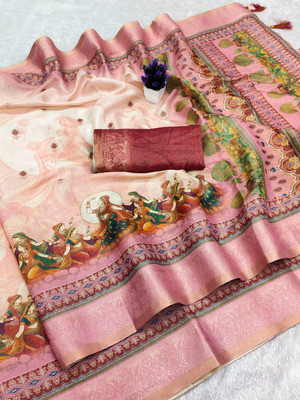 AVANTIKA FASHION Embellished Kanjivaram Pure Silk, Art Silk Saree(Pink)