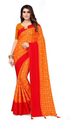 SERONA FABRICS Self Design, Floral Print Bandhani Georgette Saree(Orange)