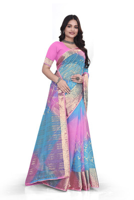 Aarunika SST Solid/Plain Bollywood Organza Saree(Pink)