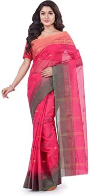 Desh Bidesh Paisley Handloom Handloom Pure Cotton Saree(Pink)