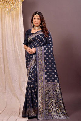 Suntex Woven Banarasi Pure Silk Saree(Black)