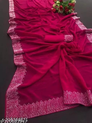 YP CREATION Self Design Banarasi Georgette Saree(Pink)