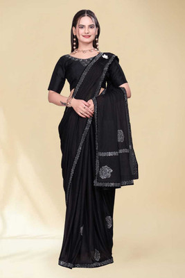 Julee Embellished Bollywood Lycra Saree(Black)