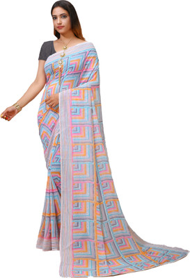 DORI DHAGA Striped Daily Wear Georgette Saree(Orange)