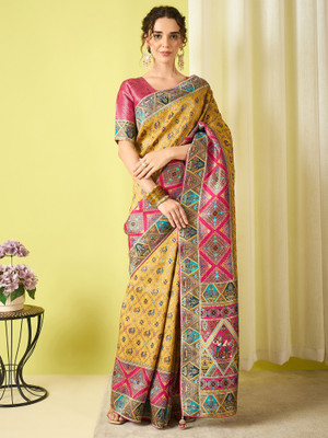 Sareemall Woven Banarasi Viscose Rayon Saree(Mustard)