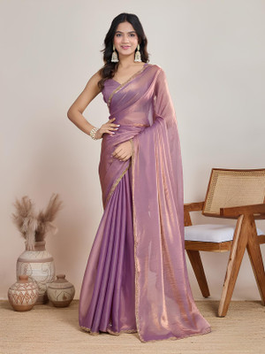 StyleDeal Solid/Plain Bollywood Chiffon Saree(Purple)