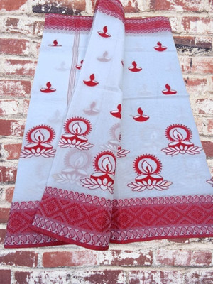 Happy Creation Woven Jamdani Cotton Blend Saree(Multicolor)
