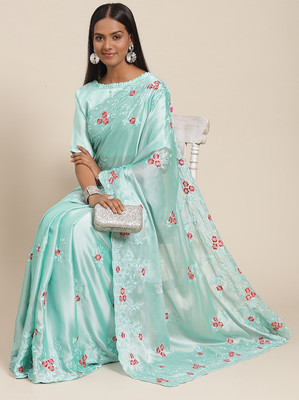 Tasrika Embroidered Bollywood Georgette Saree(Light Blue)