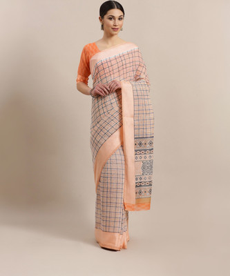 Ratnavati Printed Bollywood Cotton Silk Saree(Pink, Orange)