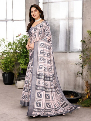 SJY Printed Bollywood Linen Saree(Multicolor)
