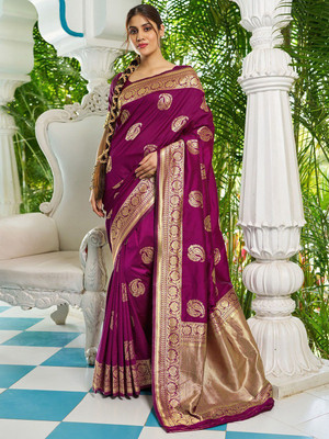 ANOUK Woven Banarasi Silk Blend Saree(Maroon)