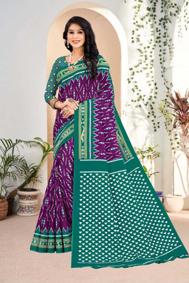 K SALIYA ENTERPRISE Printed Bollywood Pure Cotton Saree(Multicolor)