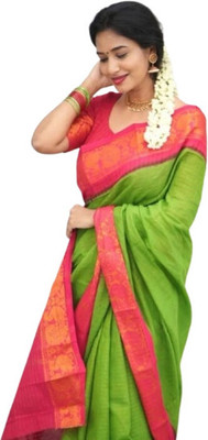 JATADHAR FAB Woven Banarasi Jacquard Saree(Green)