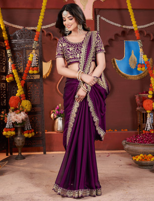 Pireva Embellished Bollywood Silk Blend Saree(Multicolor)