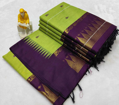 gadwal Self Design Kalamkari Cotton Silk Saree(Multicolor)