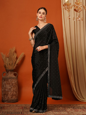 HouseOfCommon Embellished Bollywood Art Silk Saree(Black)