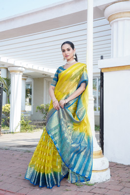 Aarunika MNT Printed Bollywood Organza Saree(Yellow)