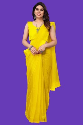 Pragyatradersss Self Design Bollywood Net Saree(Yellow)