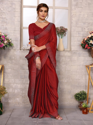 YASHIKA Embellished Bollywood Chiffon Saree(Maroon)