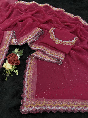 Jennyfab Embellished Bollywood Organza Saree(Black)