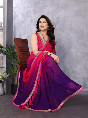Divastri Embroidered Daily Wear Georgette Saree(Magenta)