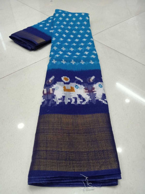 Suntex Printed Bandhani Crepe Saree(Blue)